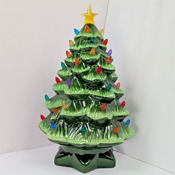 Mr. Christmas 14 inch Multicolor Light Up Green Nostalgic Ceramic Christmas Tree - Picture 12 of 12